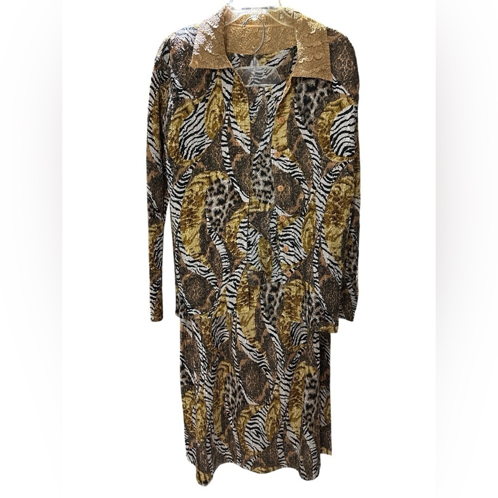 Stylish Animal Print Jacket and Dress Set